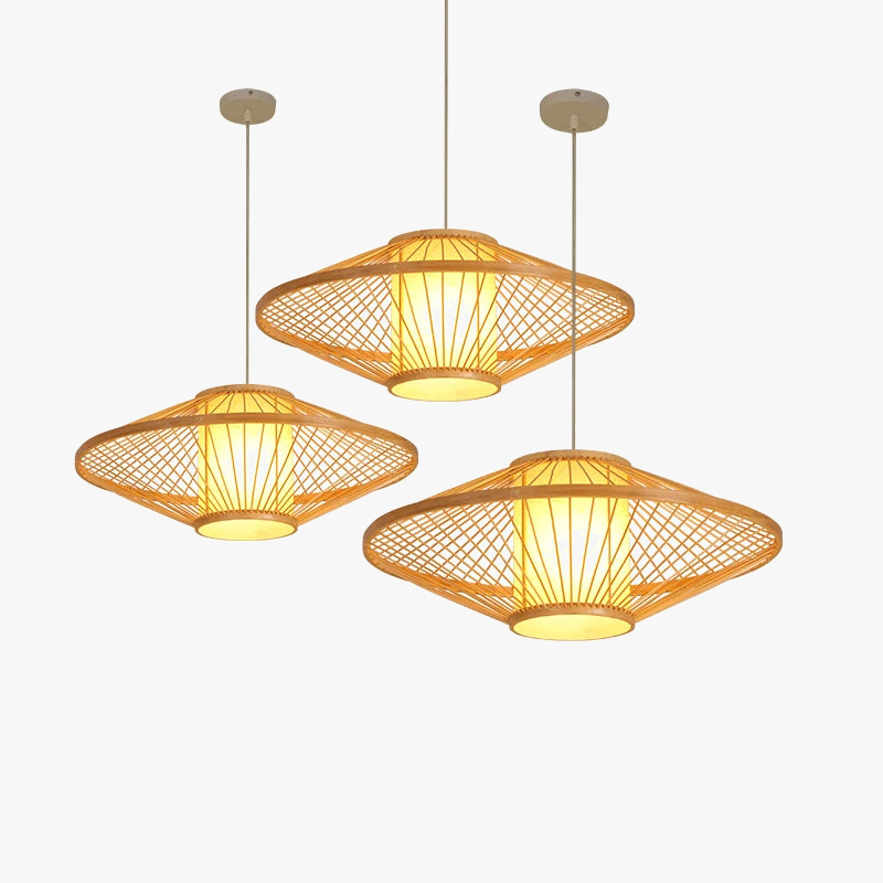 lustre en bambou tissage thé zen loft japonais éclairage intérieur