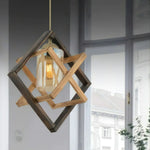 Lustre Industriel Noir Et Bois