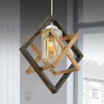 Lustre Industriel Noir Et Bois