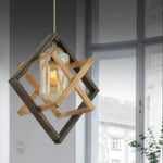 Lustre Industriel Noir Et Bois