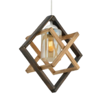 Lustre Industriel Noir Et Bois