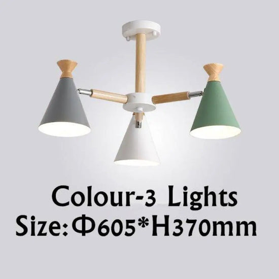 Lustre Led Bois Métal Coloré 3 Lampes / Mixte Luminaire Chambre