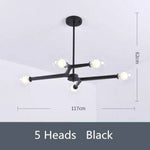 Lustre Led Design En Verre Noir - 5 Lampes / Transparent Froide Luminaire Chambre