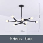 Lustre Led Design En Verre Noir - 9 Lampes / Transparent Froide Luminaire Chambre