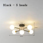 Lustre Led Design Métal Verre Innovant Noir / 5 Lampes Luminaire Chambre
