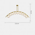 Lustre Led Doré Design Verre Boules 9 Lampes - 122X62Cm / Blanc Luminaire Chambre
