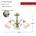 Lustre Led Fleurs Abat-Jour 3 Lampes - Bronze Luminaire Chambre