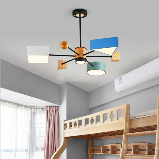 Lustre Led Géométrique Fresia Coloré Luminaire Chambre