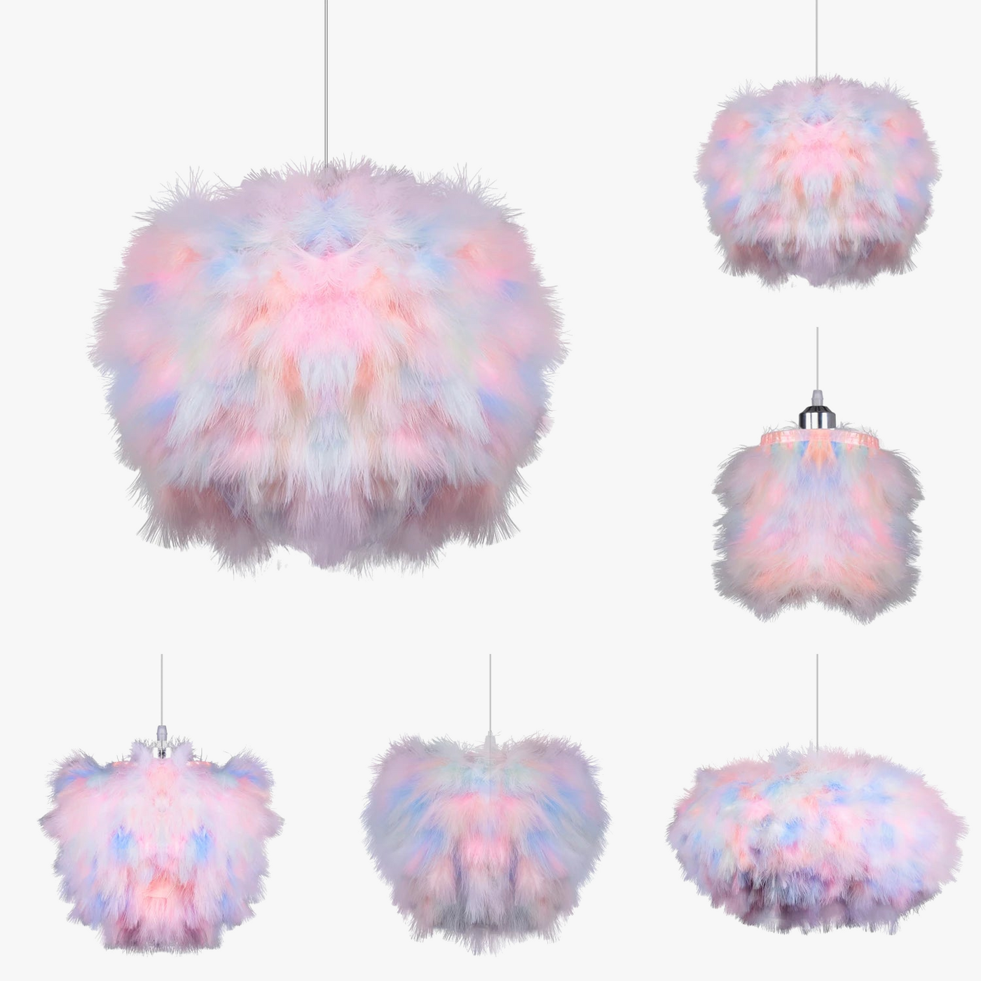 Nordic Fluffy Feather Modern Chandelier with LED