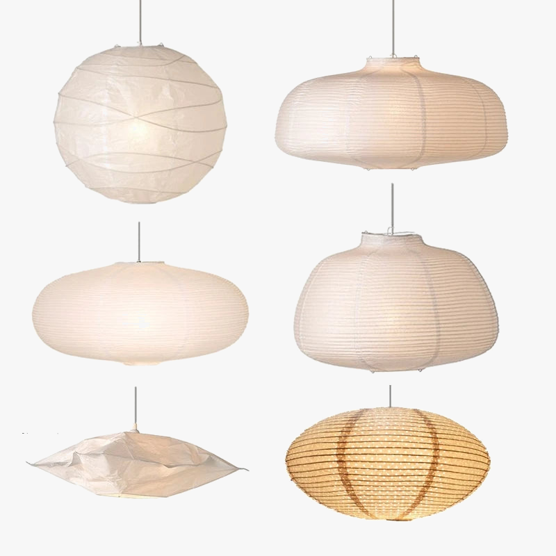 lustre sphérique en papier japonais forme de lune éclairage intérieur