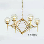 Lustre Vintage Doré Avec Globe Loft 6 Lampes Luminaire Chambre