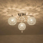 Plafonnier Cristal Chromé Élégant B - 3 Lampes Luminaire Chambre