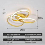 Plafonnier Led Design Anneaux Métal Loft Doré / 42Cm Froide Luminaire Chambre