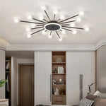 Plafonnier Led Feu D’artifice | Plafonnier Salon Moderne 18 Têtes / Noir Circulaire