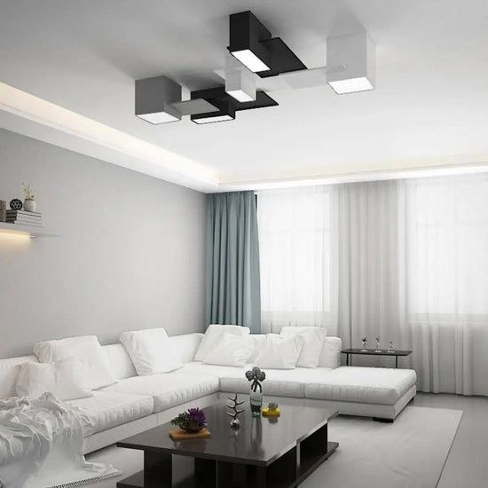Plafonnier Led Géométrique Moderne Bicolore Luminaire Chambre