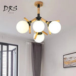 Plafonnier Moléculaire Bois-Verre Branches Luminaire Chambre