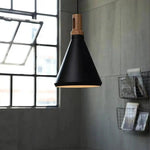 Suspension Aluminium Bois Conique Nordic Noir Luminaire Chambre