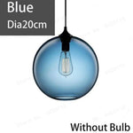 Suspension Blubble: Boule Verre Coloré/Fumé Bleu Luminaire Chambre