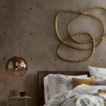 Suspension Boule Verre Ambré Loft Luminaire Chambre