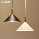 Suspension Cône Aluminium Bois Luminaire Chambre