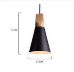 Suspension Conique Bois-Aluminium Noir - Small Luminaire Chambre