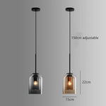 Suspension Double Tube Verre Fumé Luminaire Chambre
