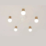 Suspension Led Bois Métal Multi-Lampes Blanc / 5 Lampes Luminaire Chambre