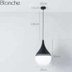 Suspension Led Boules En Verre Pointu Noir Luminaire Chambre