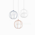 Suspension Led Cage Colorée Sphère Verre Luminaire Chambre