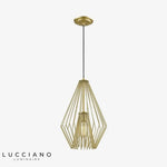 Suspension Led Cage Métal Doré Design Luminaire Cuivre