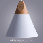 Suspension Led Cône Bois Aluminium Blanc - 25Cm / Luminaire Chambre