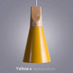 Suspension Led Cône Bois Aluminium Jaune - 14Cm / Blanc Luminaire Chambre