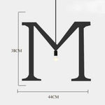 Suspension Led Créative Lettres Métal M Luminaire Chambre