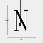 Suspension Led Créative Lettres Métal N Luminaire Chambre
