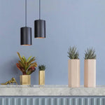 Suspension Led Cylindre Noir Vintage Luminaire Chambre