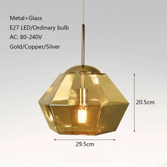 Suspension Led Diamants En Verre Coloré Luminaire Chambre