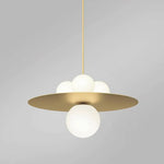 Suspension Led Disque Doré Verre Loft Luminaire Chambre