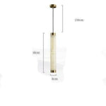 Suspension Led En Marbre Bords Dorés 1 Lampe - 8 X 60Cm / Froide Luminaire Chambre