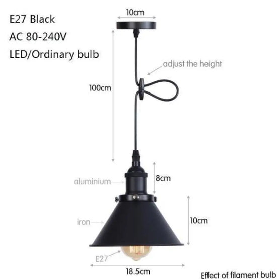 Suspension Led Industrielle Métal Coloré Noir / B Luminaire Chambre