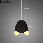 Suspension Led Macaron Œuf Ouvert Noir Luminaire Chambre