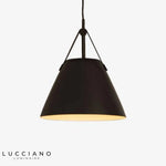 Suspension Led Métal Et Tissu Botimi Noir - Large Luminaire Chambre