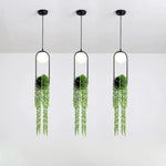 Suspension Led Ovale Métal Noir Moderne Luminaire Chambre