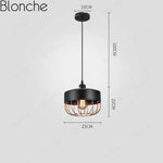 Suspension Led Rétro Cage Métal America Noir / C Luminaire Chambre