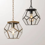 Suspension Led Rétro En Verre Pentagonal Luminaire Chambre