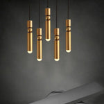 Suspension Led Tube Doré Avec Boule Luminaire Chambre