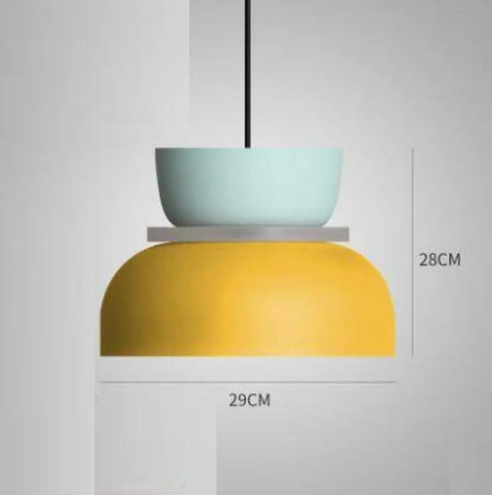 Suspension Métal Coloré Arrondi Moderne C - Vert Et Jaune Luminaire Chambre