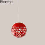 Suspension Moderne Boule Trouée (Multicolore) Rouge / 20Cm Luminaire Chambre