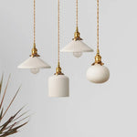 Suspension Rétro Céramique Blanche Letten Luminaire Chambre