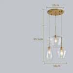 Suspension Verre Cognac Marron Formes Variées Transparent - 3 Lampes Luminaire Chambre