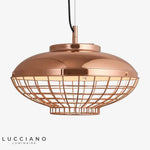 Suspension Vintage Cage Cuivre Chromé Luminaire Chambre